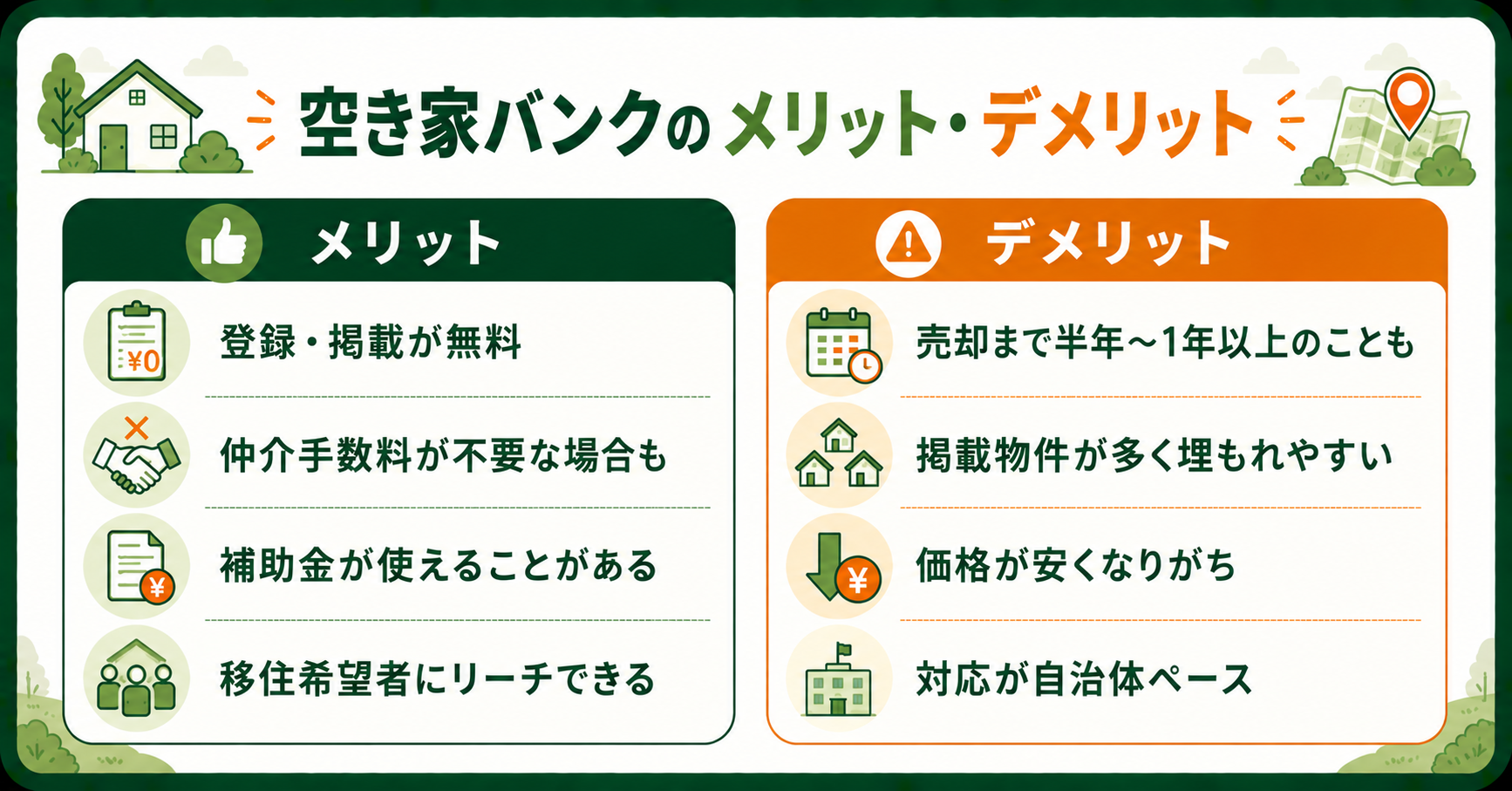 空き家バンクのメリットとデメリット