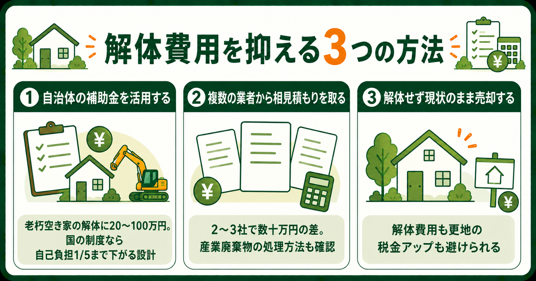 解体費用を抑える3つの方法