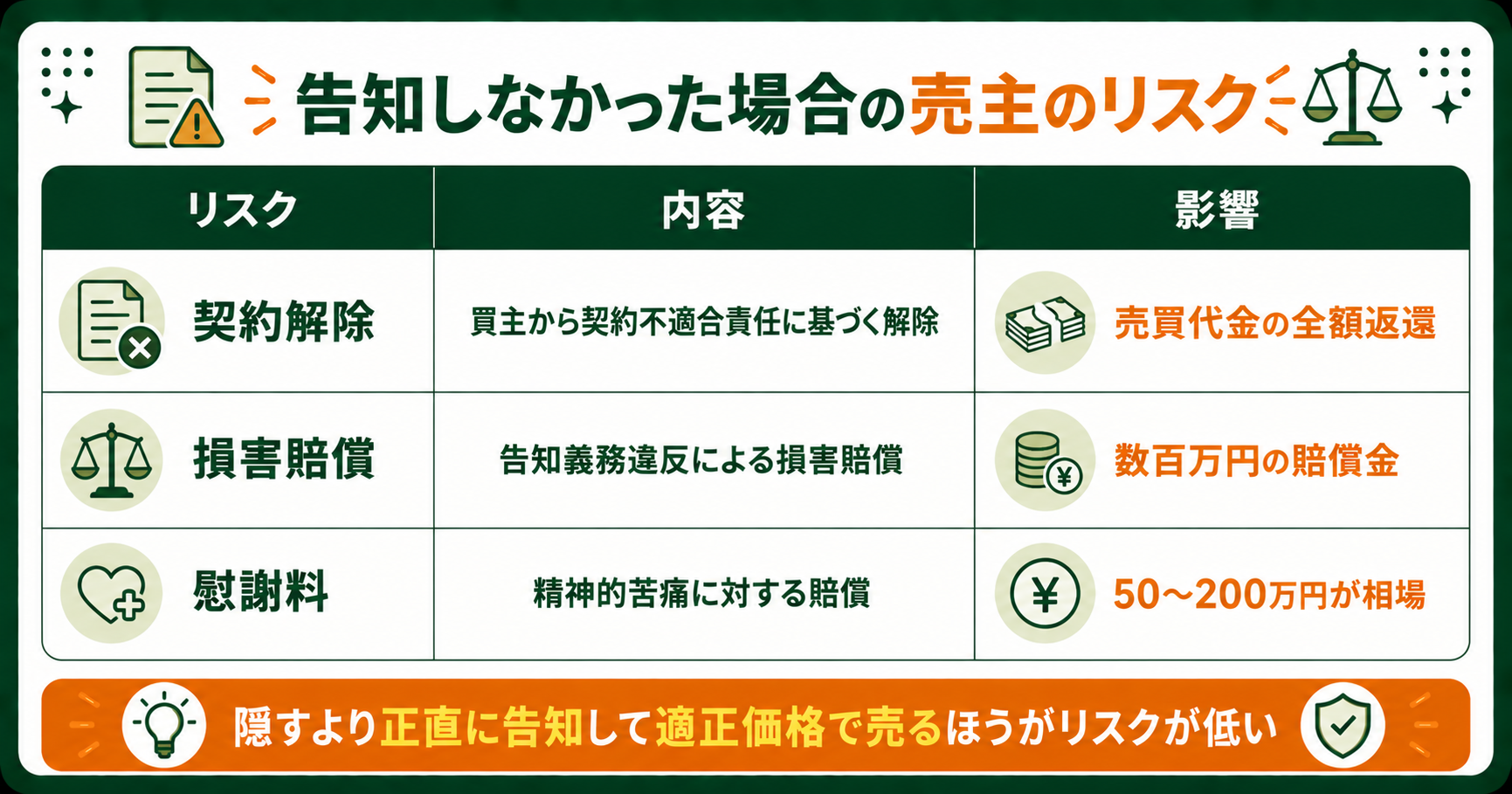 告知義務に違反した場合の売主・仲介業者のリスク