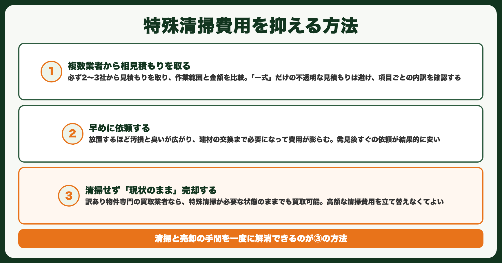 特殊清掃費用を抑える方法