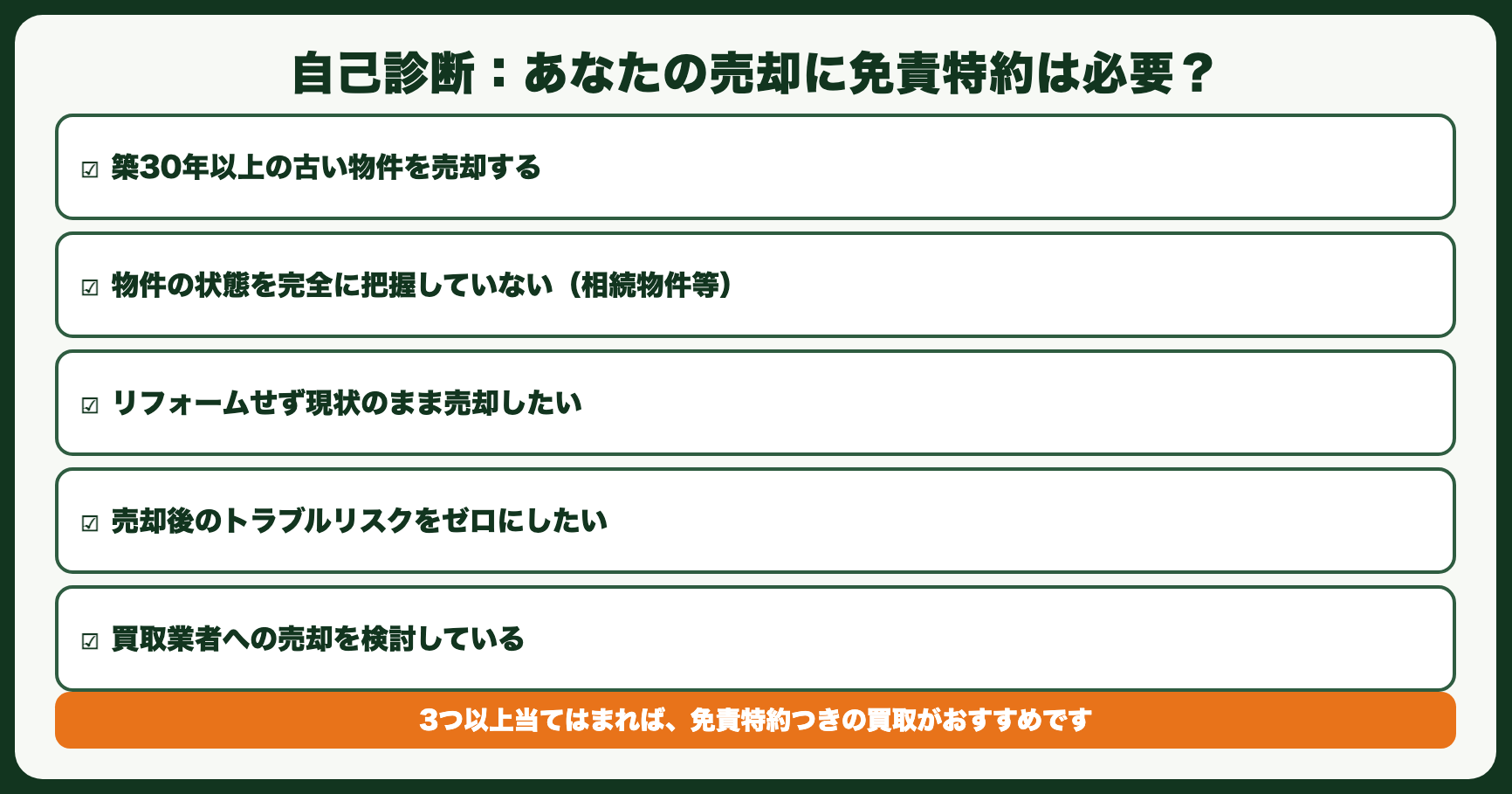 あなたの売却に免責特約は必要？
